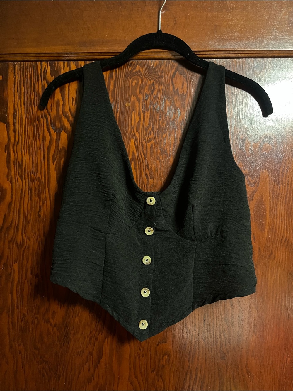 No Boundaries Black Button-Front Cropped Tank